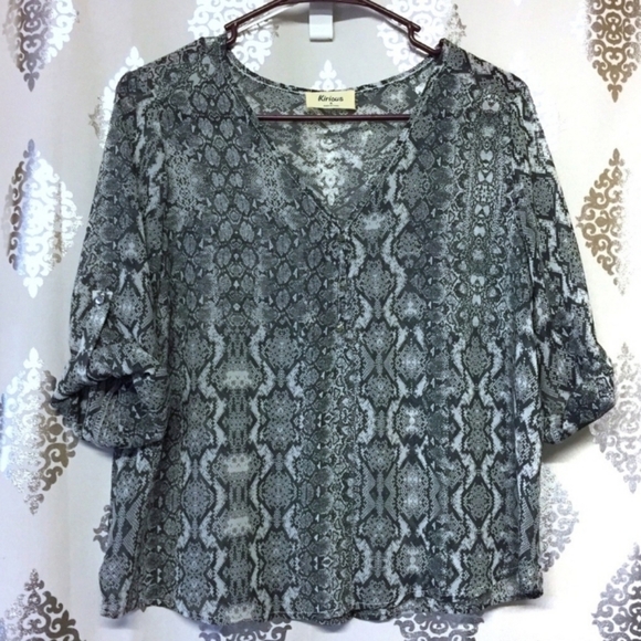 Kirious Sheer Chiffon Python Print Top Size Medium - Picture 1 of 6